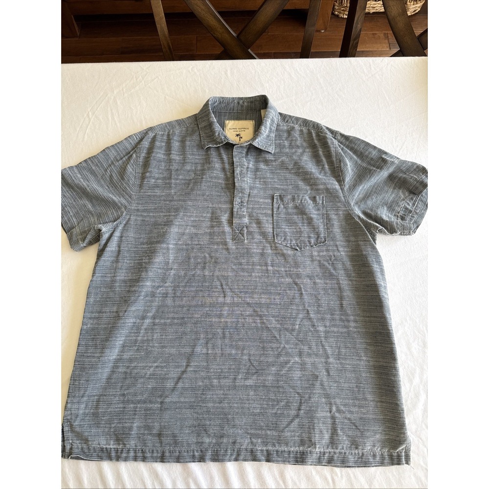 Island Republic Mens XXL Blue 100% Silk Short Sleeve Button Front Shirt Casual